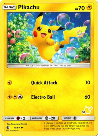 Pikachu (19/68) (Pikachu Stamp #30) [Battle Academy 2020] | Odin's Place