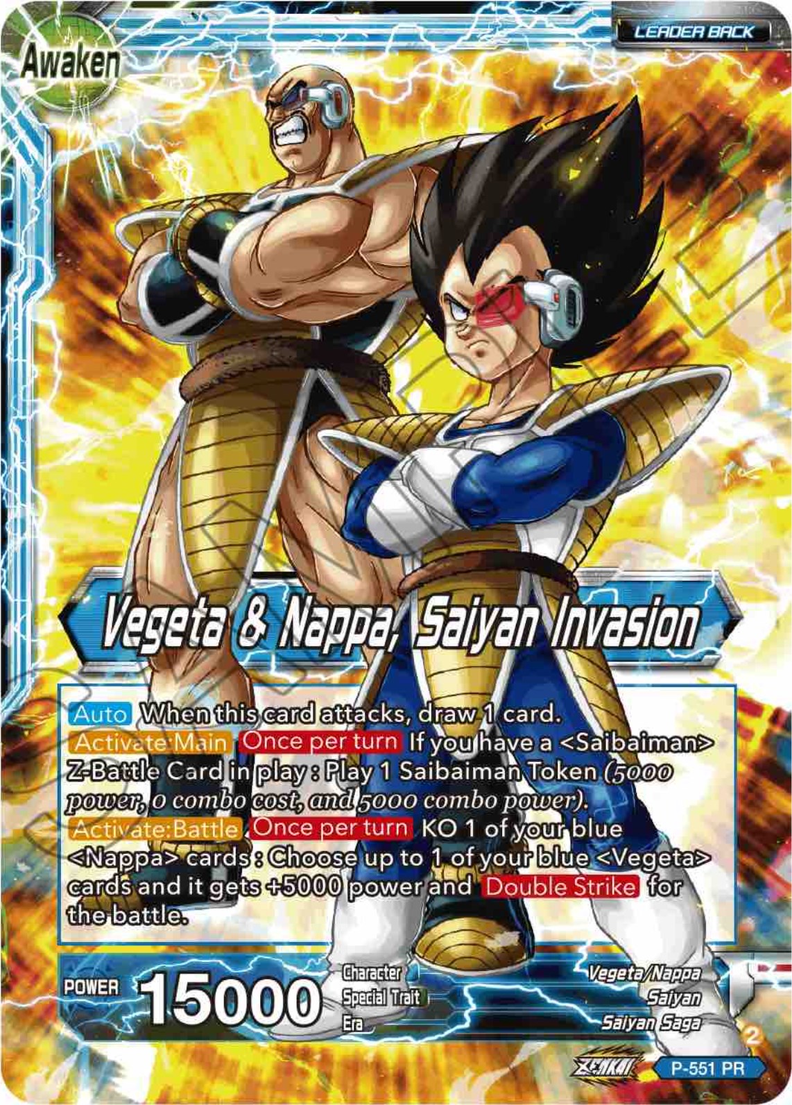 Nappa // Vegeta & Nappa, Saiyan Invasion (P-551) [Promotion Cards] | Odin's Place