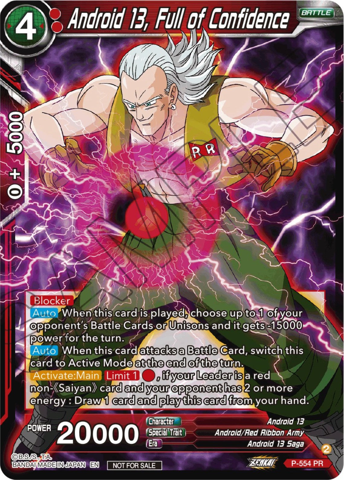 Android 13, Full of Confidence (Zenkai Series Tournament Pack Vol.6) (P-554) [Tournament Promotion Cards] | Odin's Place