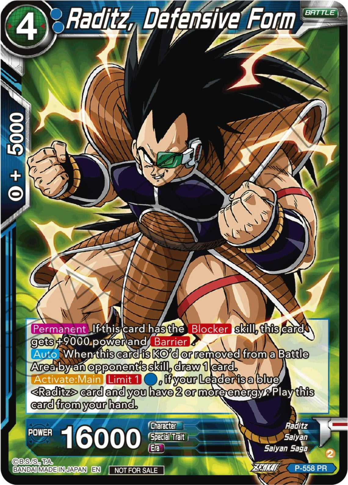 Raditz, Defensive Form (Zenkai Series Tournament Pack Vol.6) (P-558) [Tournament Promotion Cards] | Odin's Place