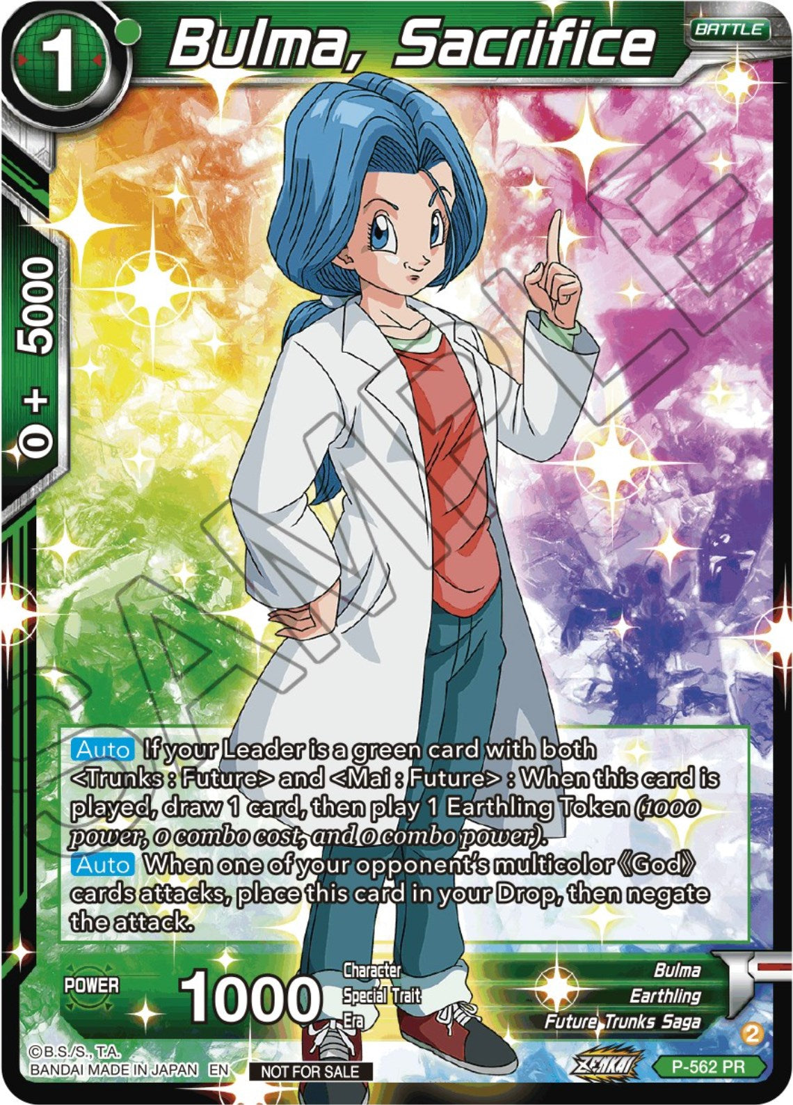 Bulma, Sacrifice (Zenkai Series Tournament Pack Vol.6) (P-562) [Tournament Promotion Cards] | Odin's Place