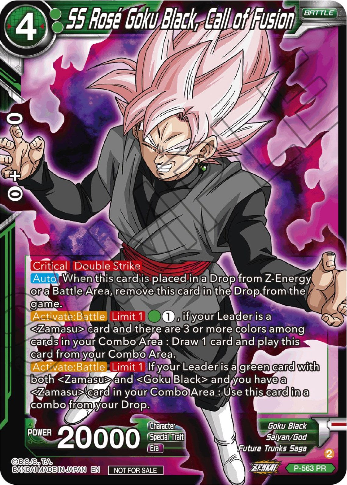 SS Rose Goku Black, Call of Fusion (Zenkai Series Tournament Pack Vol.6) (P-563) [Tournament Promotion Cards] | Odin's Place