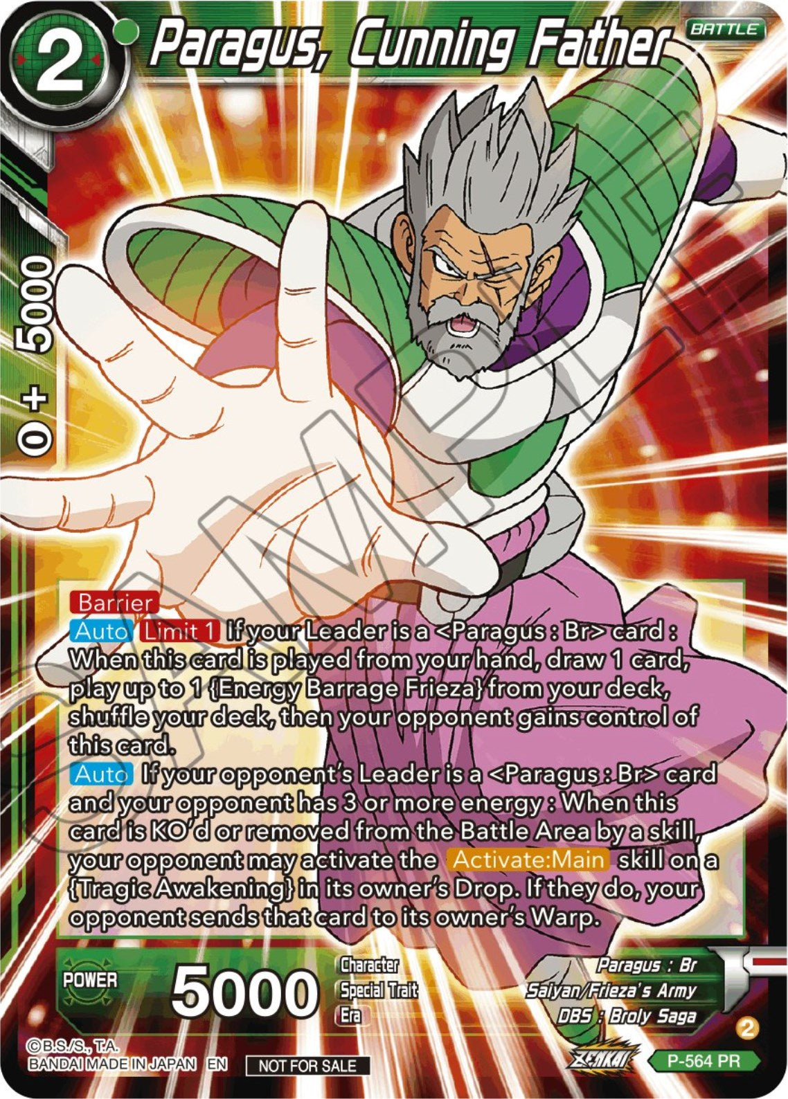 Paragus, Cunning Father (Zenkai Series Tournament Pack Vol.6) (P-564) [Tournament Promotion Cards] | Odin's Place
