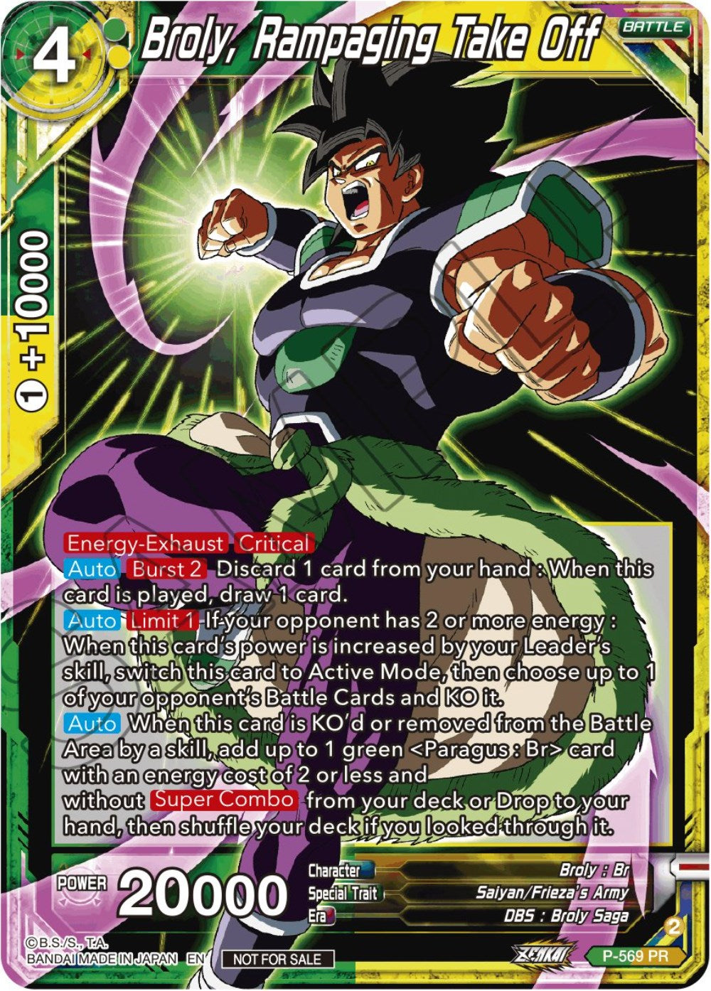 Broly, Rampaging Take Off (Zenkai Series Tournament Pack Vol.6) (P-569) [Tournament Promotion Cards] | Odin's Place