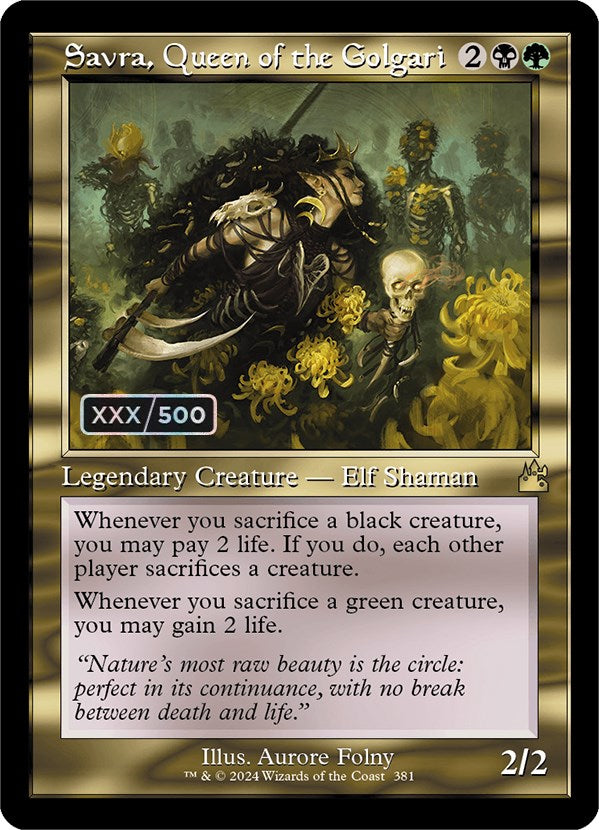 Savra, Queen of the Golgari (Retro) (Serialized) [Ravnica Remastered] | Odin's Place