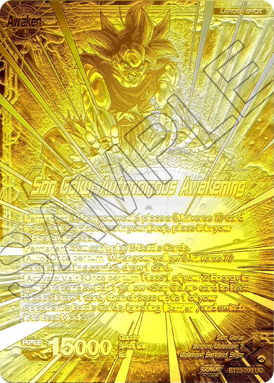 SSB Son Goku // Son Goku, Autonomous Awakening (2023 Championship Finals) (Gold Metal Foil) (BT23-099) [Tournament Promotion Cards] | Odin's Place