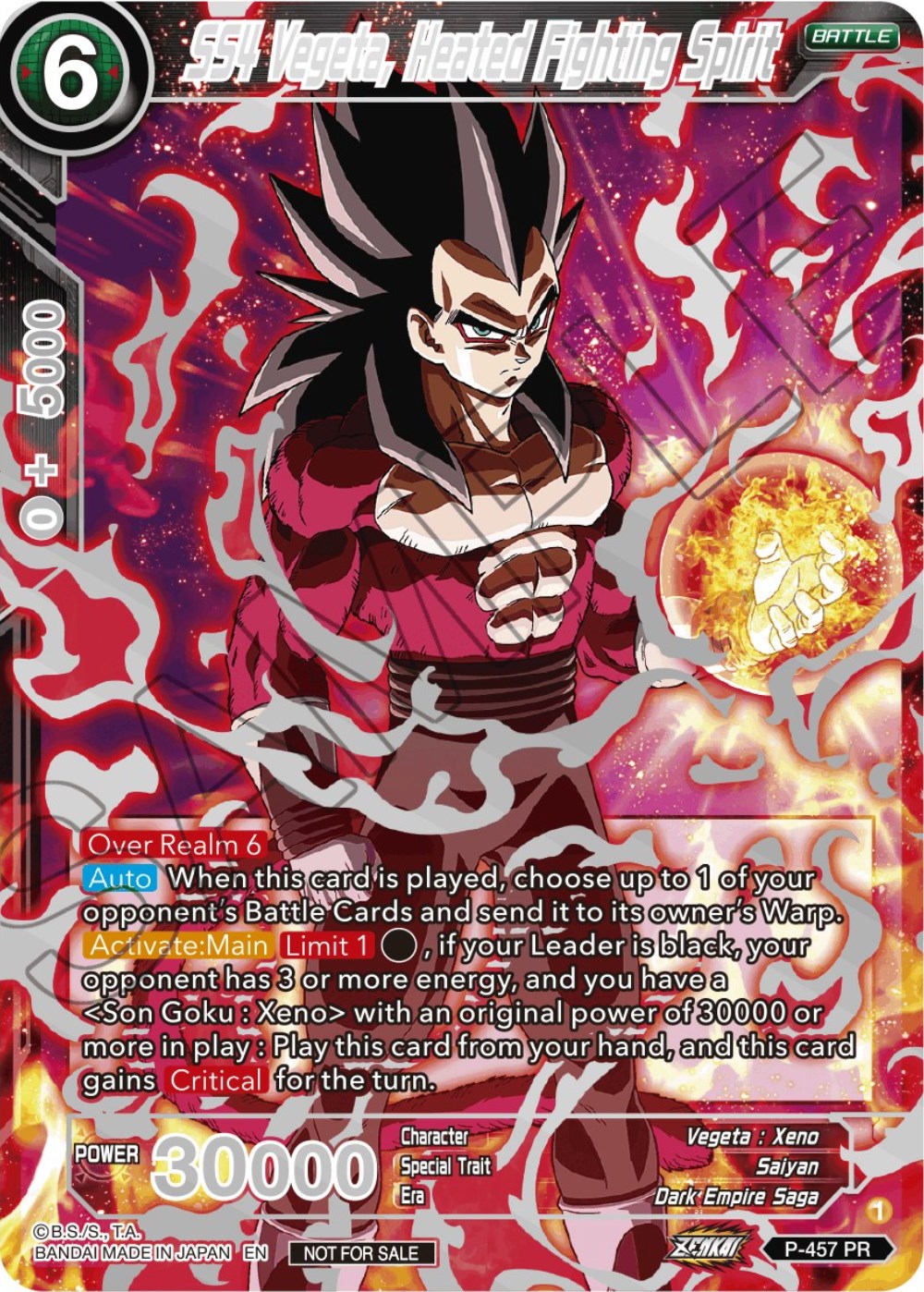 SS4 Vegeta, Heated Fighting Spirit (Championship 2023 Reward Alternate Art Card Set) (Holo) (P-457) [Tournament Promotion Cards] | Odin's Place