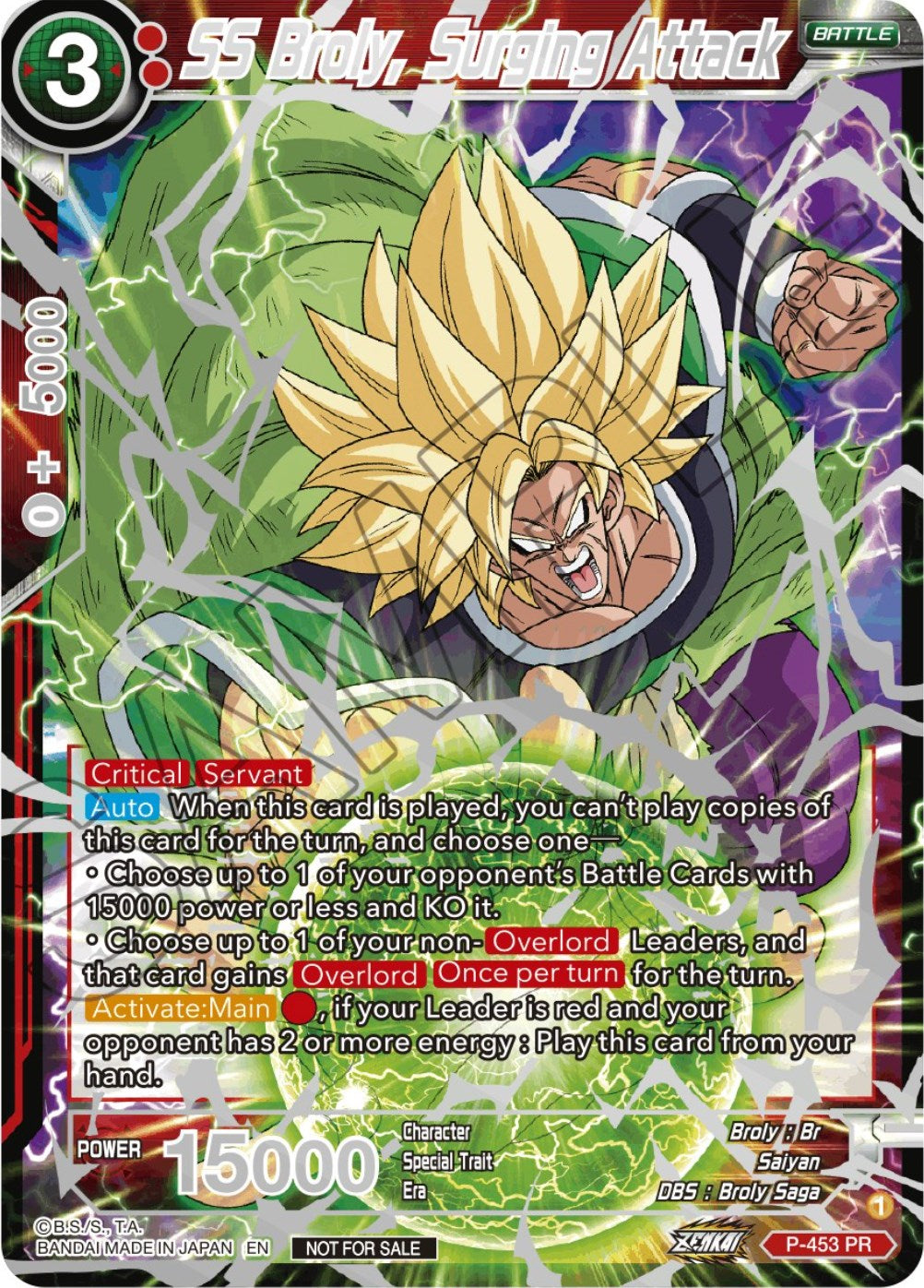 SS Broly, Surging Attack (Championship 2023 Reward Alternate Art Card Set) (Holo) (P-453) [Tournament Promotion Cards] | Odin's Place