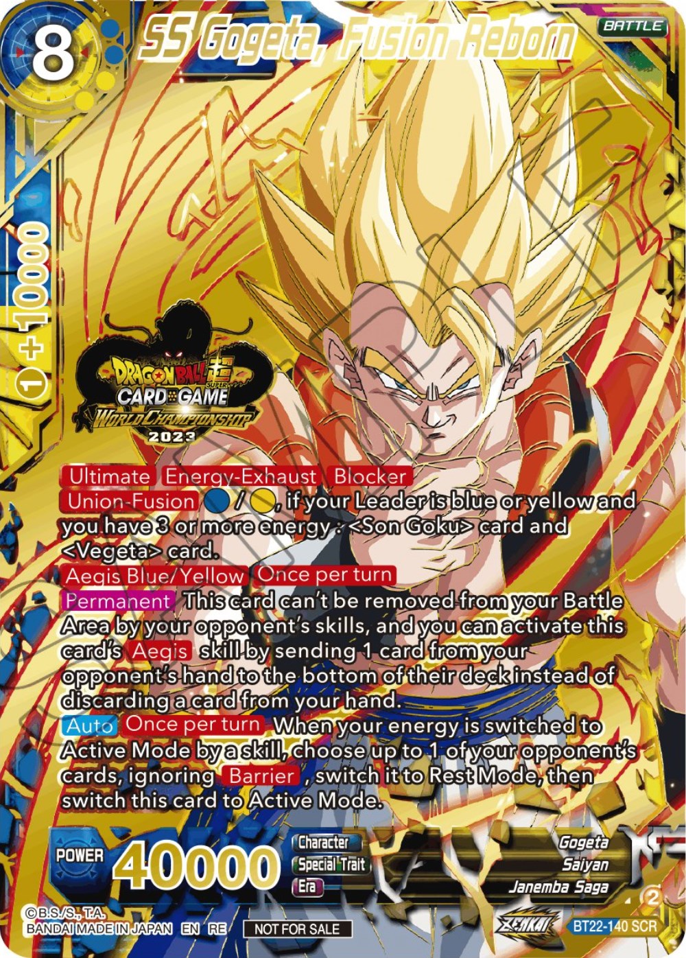 SS Gogeta, Fusion Reborn (2023 World Championship Stamp) (BT22-140) [Tournament Promotion Cards] | Odin's Place