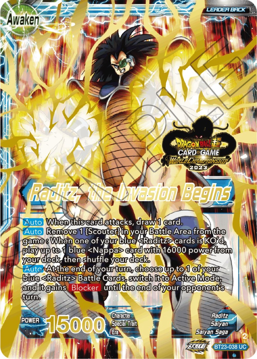 Raditz // Raditz, the Invasion Begins (2023 Worlds ZENKAI 06 Leader Set) (BT23-038) [Tournament Promotion Cards] | Odin's Place