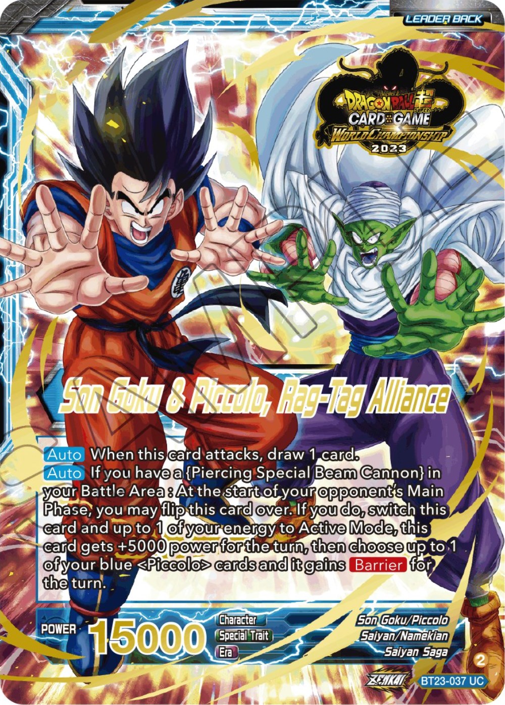 Son Goku // Son Goku & Piccolo, Rag-Tag Alliance (2023 Worlds ZENKAI 06 Leader Set) (BT23-037) [Tournament Promotion Cards] | Odin's Place