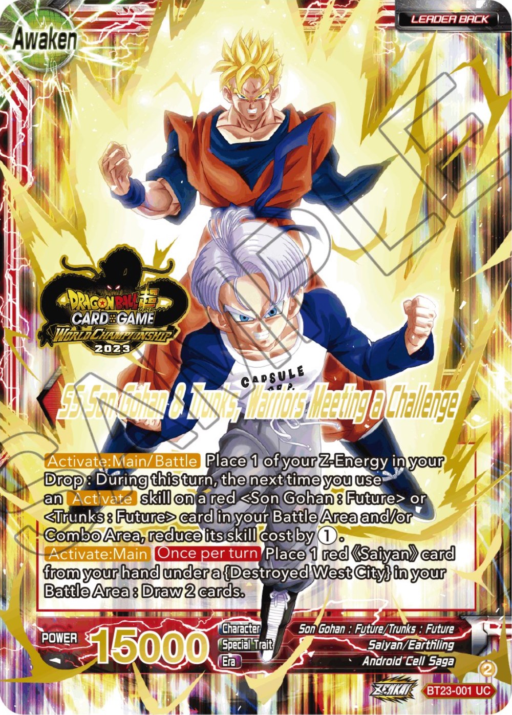 Son Gohan & Trunks // SS Son Gohan & Trunks, Warriors Meeting a Challenge (2023 Worlds ZENKAI 06 Leader Set) (BT23-001) [Tournament Promotion Cards] | Odin's Place