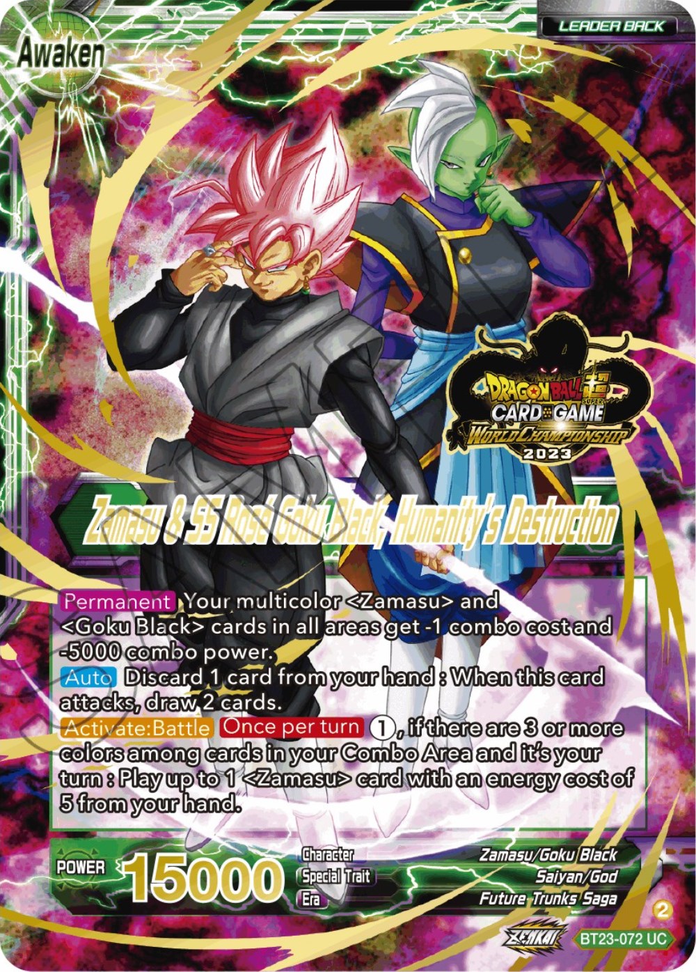 Zamasu & Goku Black // Zamasu & SS Rose Goku Black, Humanity's Destruction (2023 Worlds ZENKAI 06 Leader Set) (BT23-072) [Tournament Promotion Cards] | Odin's Place
