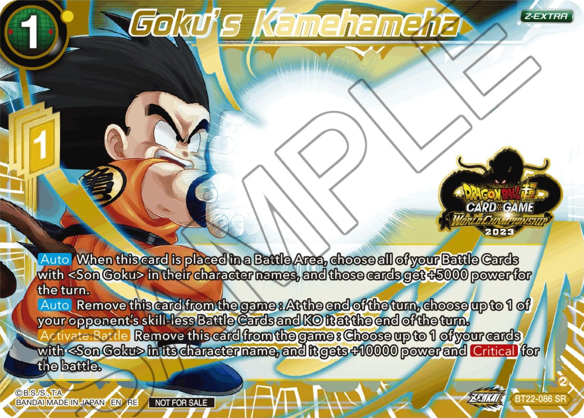 Goku's Kamehameha (2023 World Championship Z-Extra Card Set) (BT22-086) [Tournament Promotion Cards] | Odin's Place