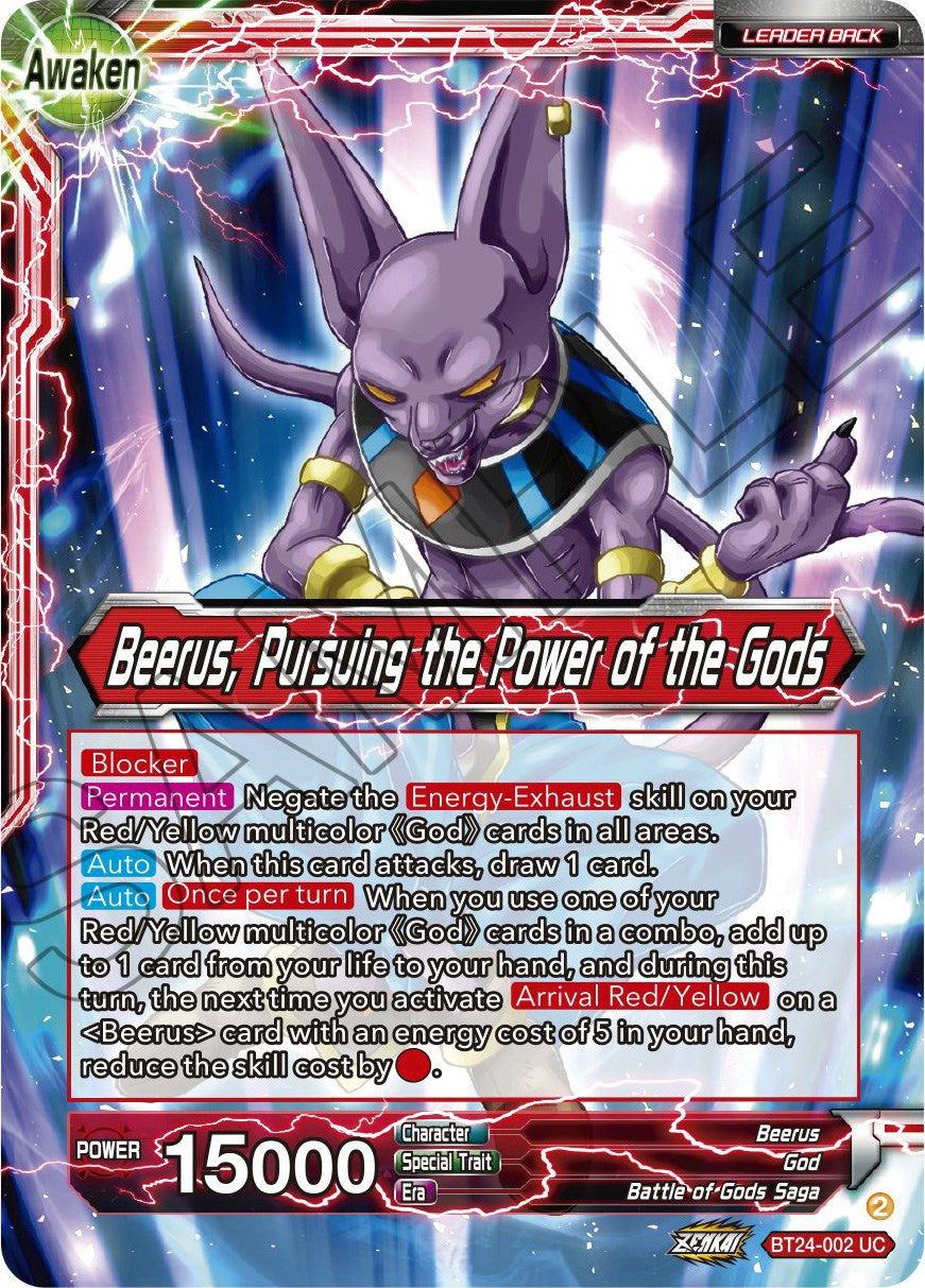 Beerus // Beerus, Pursuing the Power of the Gods (BT24-002) [Beyond Generations] | Odin's Place