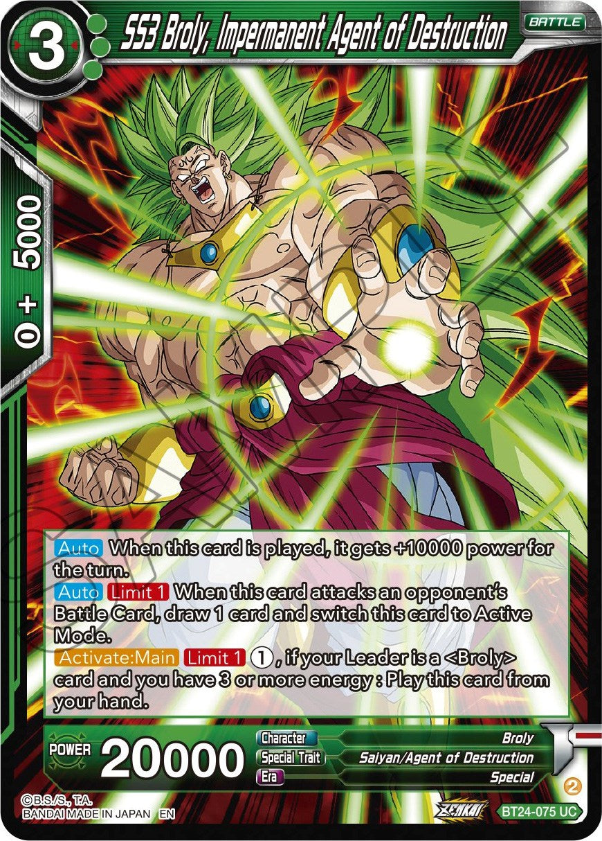 SS3 Broly, Impermanent Agent of Destruction (BT24-075) [Beyond Generations] | Odin's Place