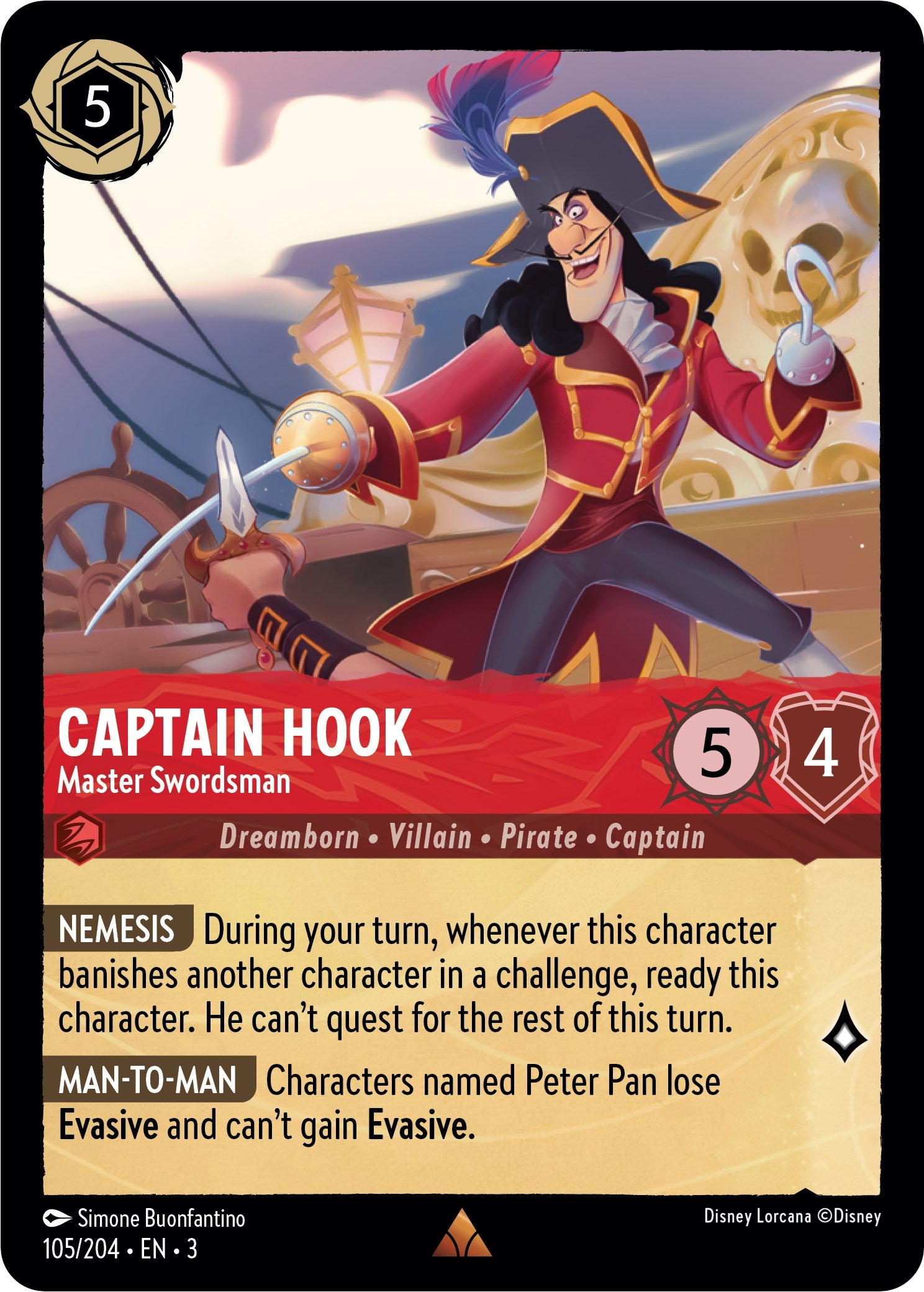 Captain Hook - Master Swordsman (105/204) [Into the Inklands] | Odin's Place