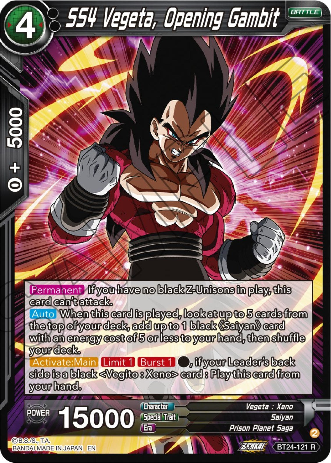 SS4 Vegeta, Opening Gambit (BT24-121) [Beyond Generations] | Odin's Place