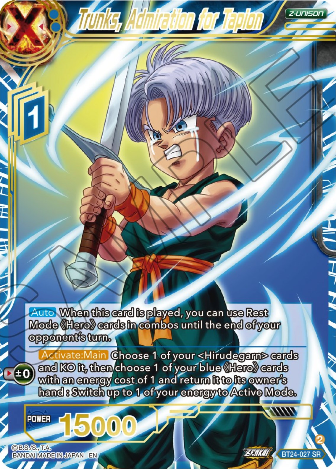 Trunks, Admiration of Tapion (BT24-027) [Beyond Generations] | Odin's Place