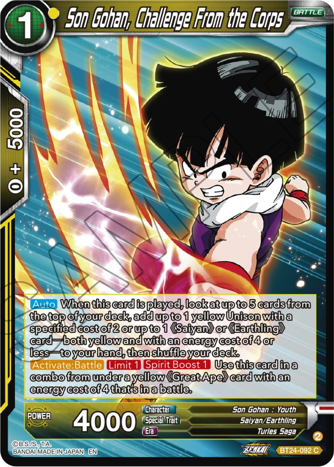 Son Gohan, Challenge From the Corps (BT24-092) [Beyond Generations] | Odin's Place