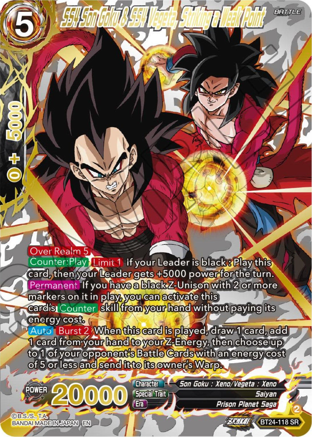 SS4 Son Goku & SS4 Vegeta, Striking a Weak Point (Collector Booster) (BT24-118) [Beyond Generations] | Odin's Place