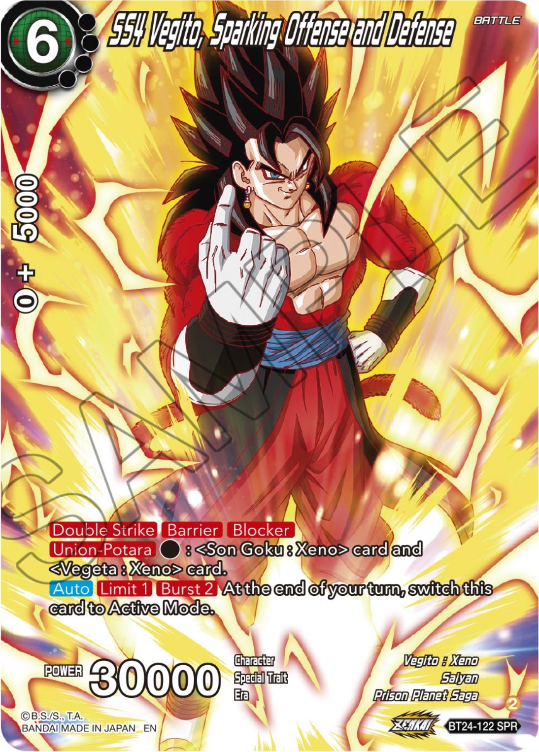 SS4 Vegito, Sparking Offense and Defense (SPR) (BT24-122) [Beyond Generations] | Odin's Place