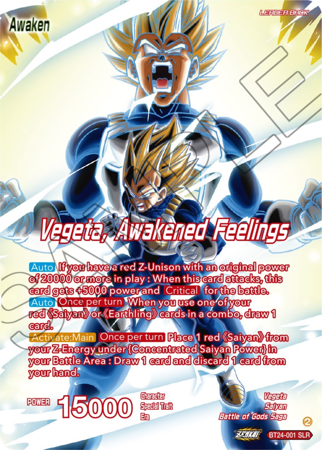 Vegeta // Vegeta, Awakened Feelings (SLR) (BT24-001) [Beyond Generations] | Odin's Place