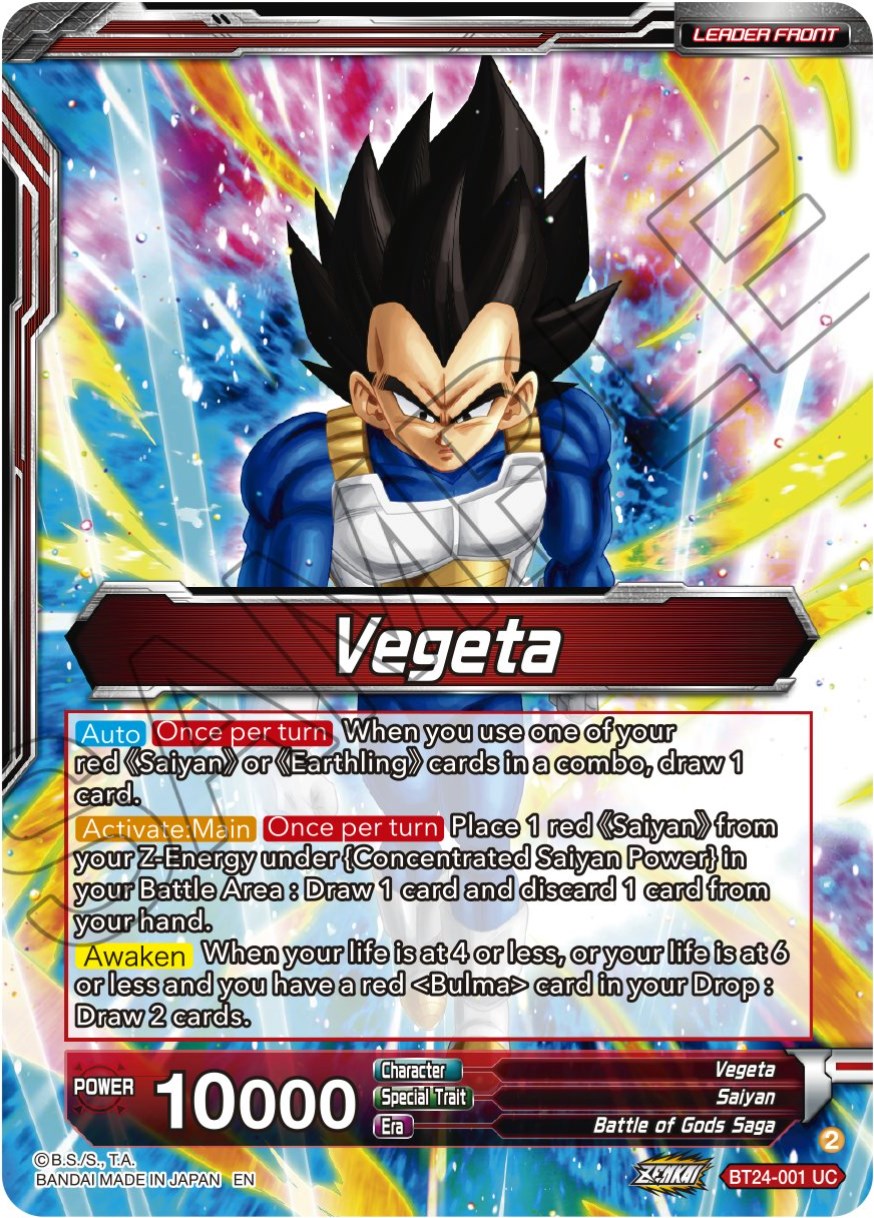 Vegeta // Vegeta, Awakened Feelings (SLR) (BT24-001) [Beyond Generations] | Odin's Place