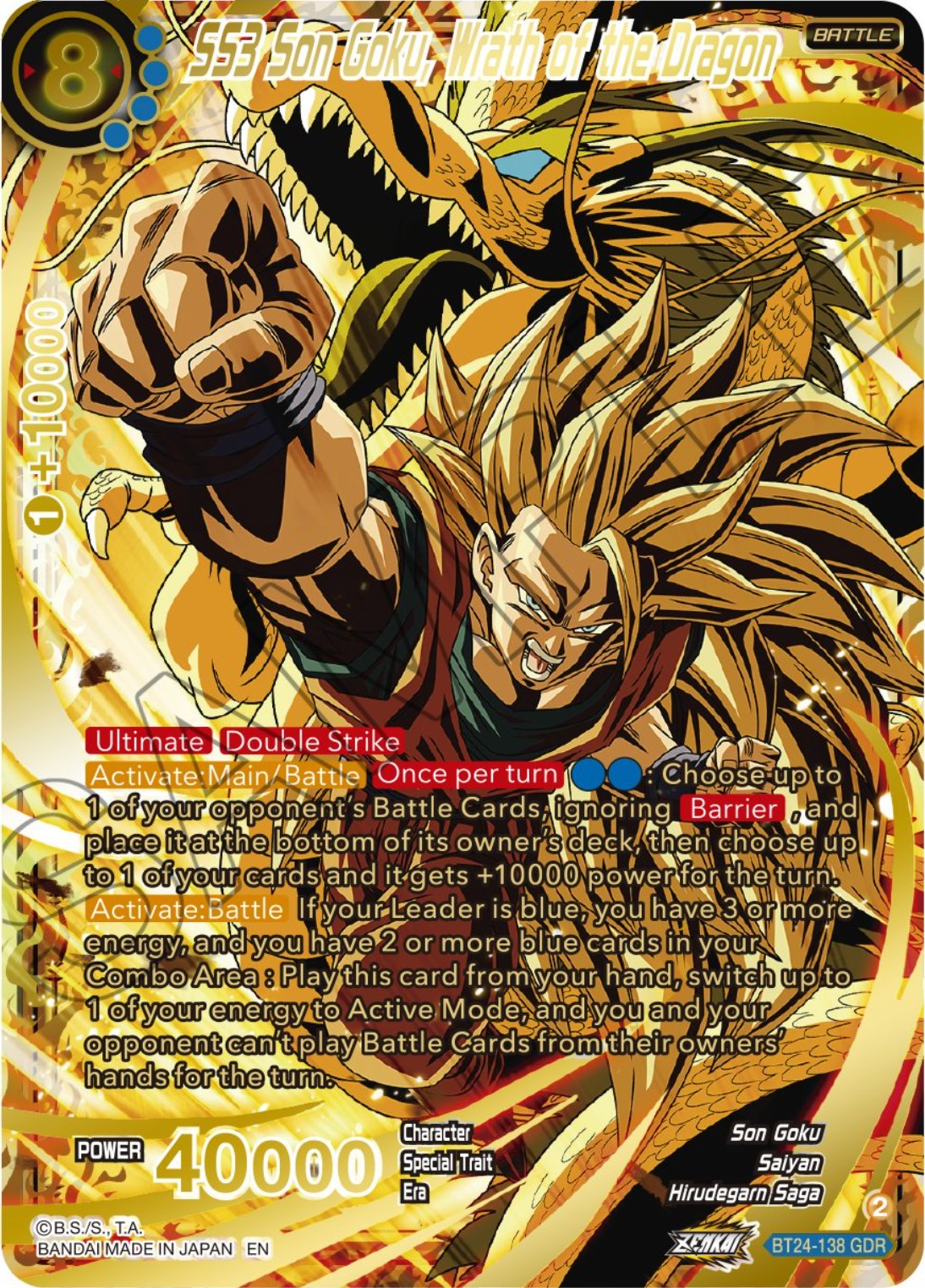SS3 Son Goku, Wrath of the Dragon (GDR) (BT24-138) [Beyond Generations] | Odin's Place