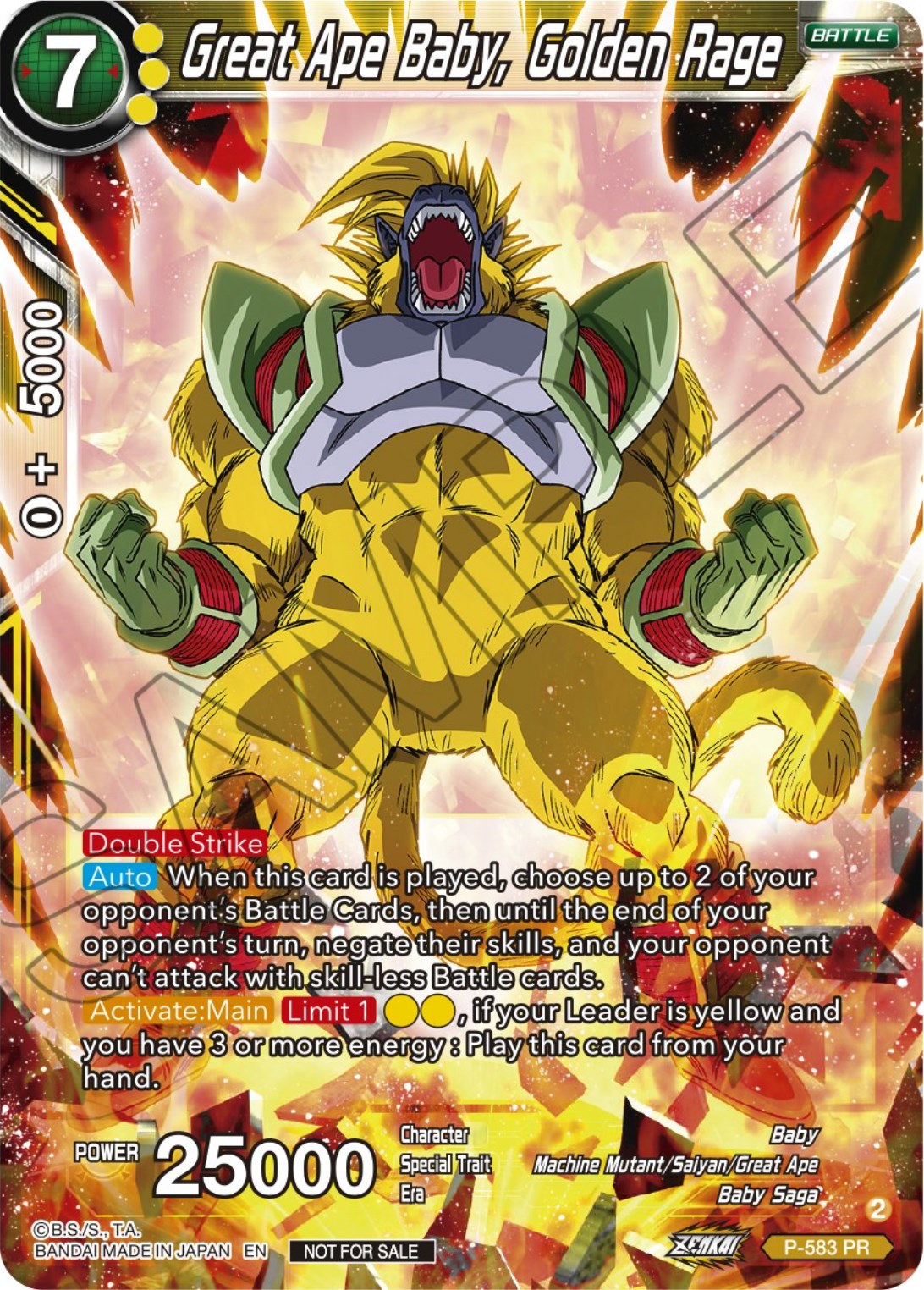 Great Ape Baby, Golden Rage (Zenkai Series Tournament Pack Vol.7) (P-583) [Tournament Promotion Cards] | Odin's Place