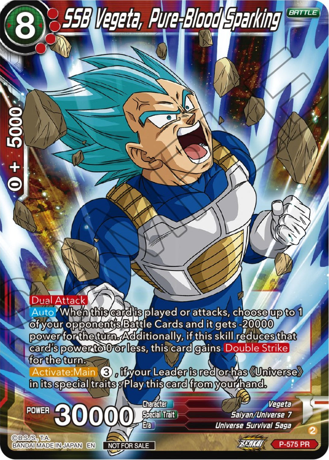 SSB Vegeta, Pure-Blood Sparking (Zenkai Series Tournament Pack Vol.7) (P-575) [Tournament Promotion Cards] | Odin's Place
