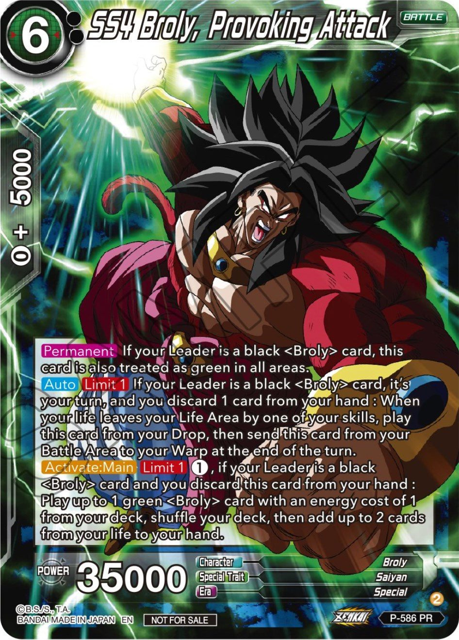 SS4 Broly, Provoking Attack (Zenkai Series Tournament Pack Vol.7) (P-586) [Tournament Promotion Cards] | Odin's Place