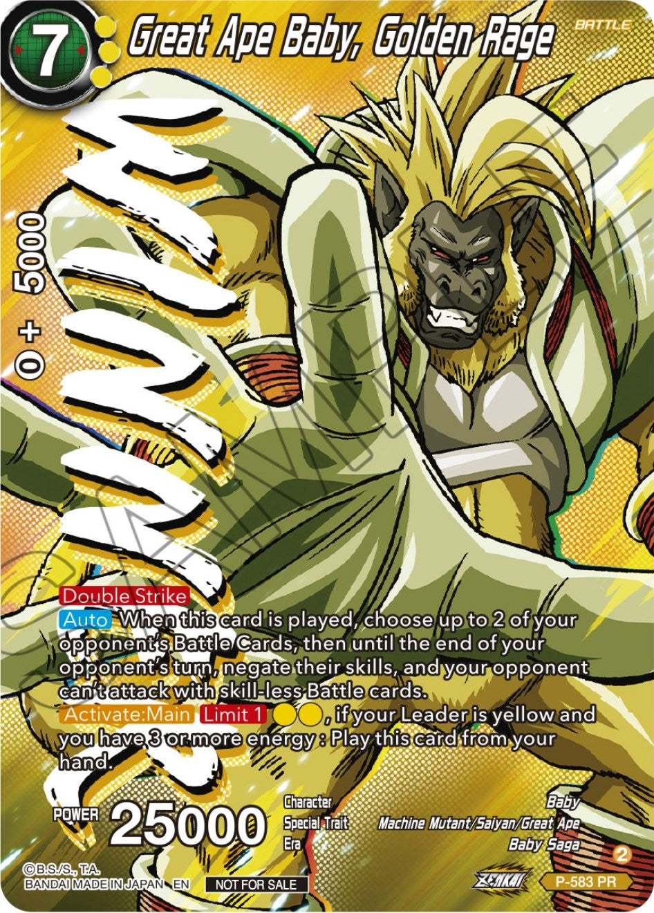 Great Ape Baby, Golden Rage (Zenkai Series Tournament Pack Vol.7) (Winner) (P-583) [Tournament Promotion Cards] | Odin's Place