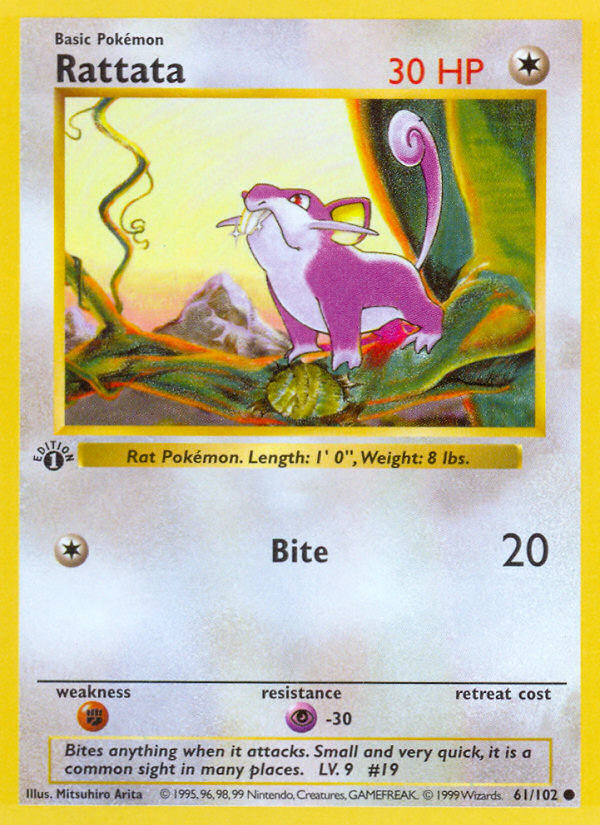 Rattata (61/102) (Shadowless) [Base Set 1st Edition] | Odin's Place