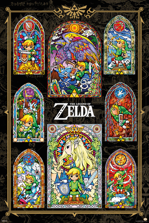 Poster: Zelda Black Stained Glass | Odin's Place