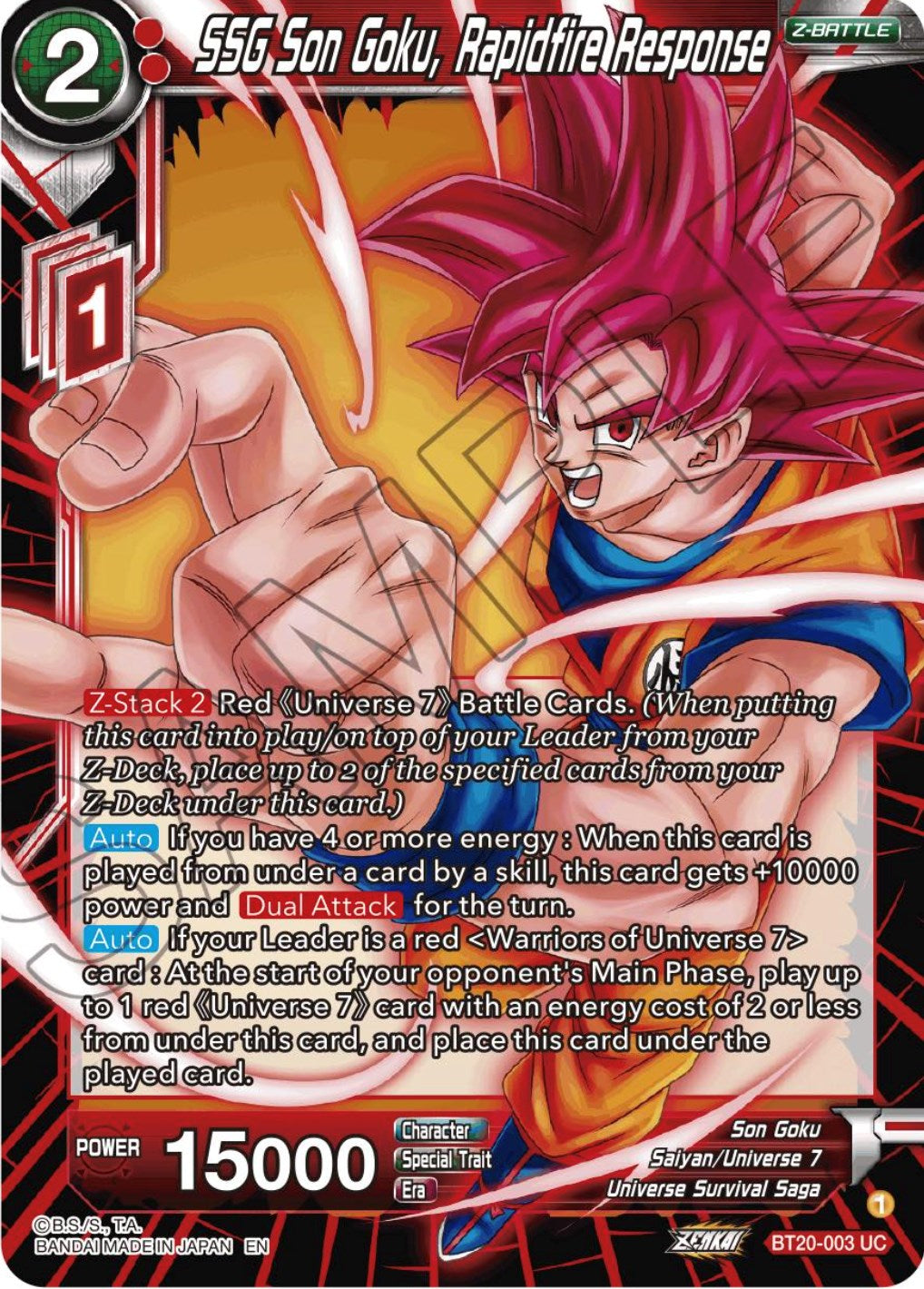 SSG Son Goku, Rapidfire Response (BT20-003) [Power Absorbed] | Odin's Place