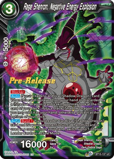 Rage Shenron, Negative Energy Explosion (BT15-137) [Saiyan Showdown Prerelease Promos] | Odin's Place