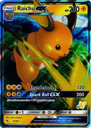 Raichu GX (20/68) (Pikachu Stamp #60) [Battle Academy 2020] | Odin's Place