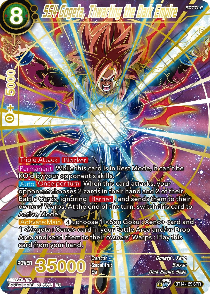 SS4 Gogeta, Thwarting the Dark Empire (SPR) (BT14-129) [Cross Spirits] | Odin's Place