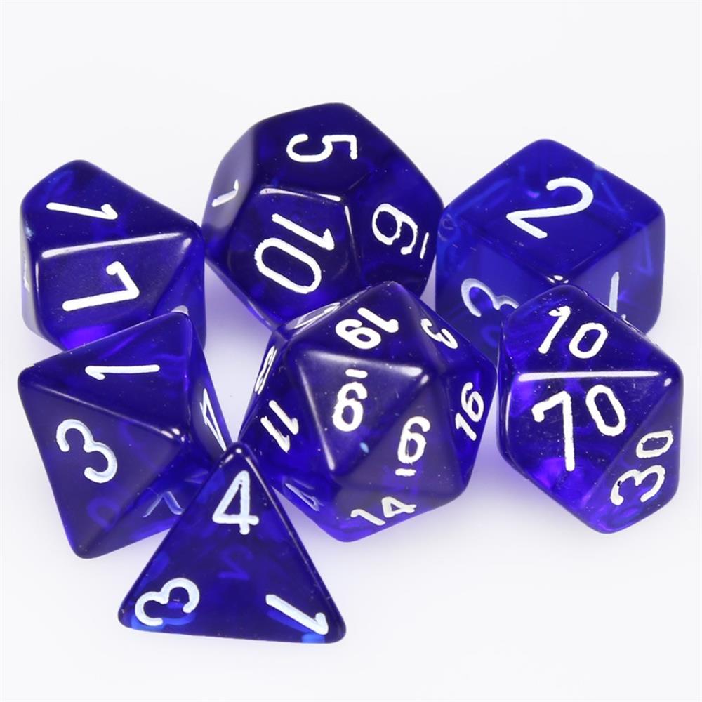 Chessex Translucent Blue with White Poly 7 Set | Odin's Place
