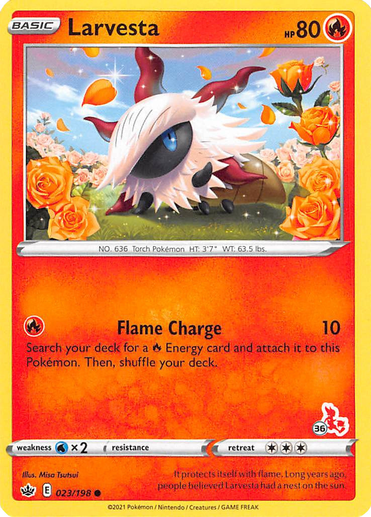 Larvesta (23/198) (Cinderace Stamp #36) [Battle Academy 2022] | Odin's Place