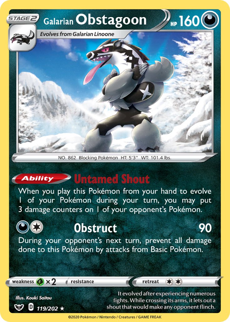 Galarian Obstagoon (119/202) (Theme Deck Exclusive) [Sword & Shield: Base Set] | Odin's Place