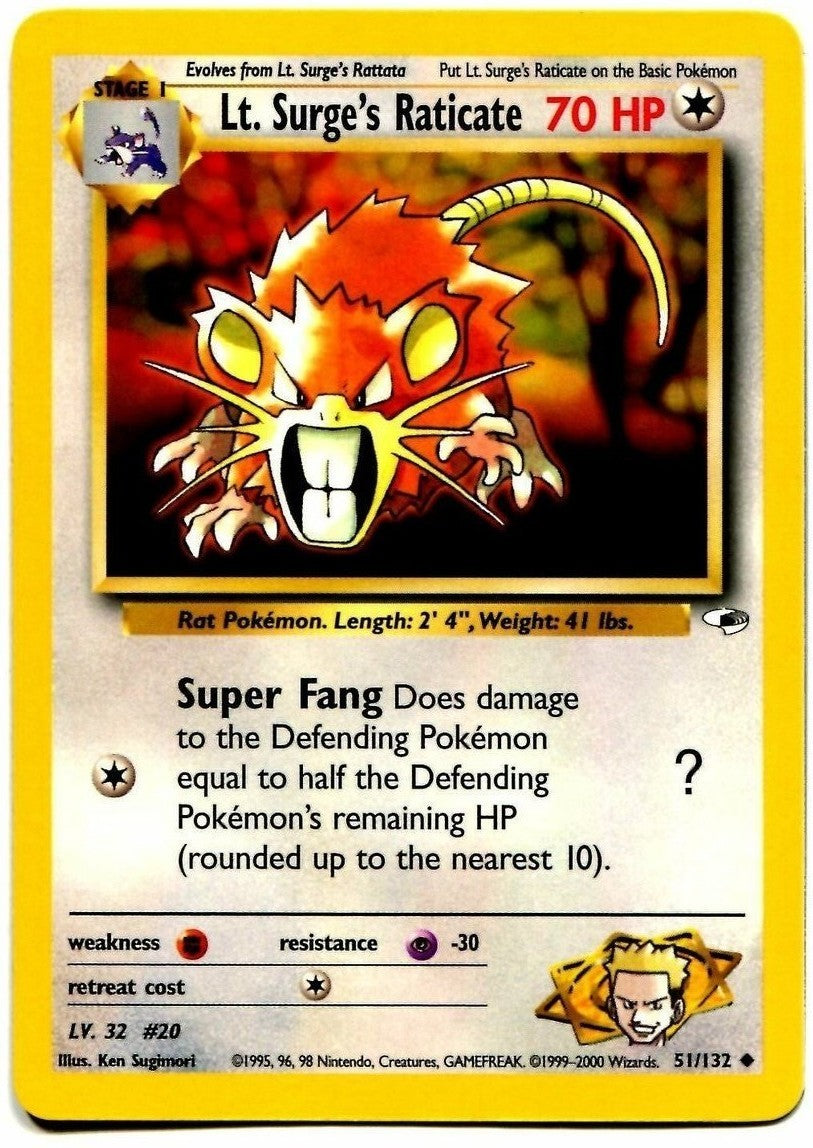Lt. Surge's Raticate (51/132) [Gym Heroes Unlimited] | Odin's Place