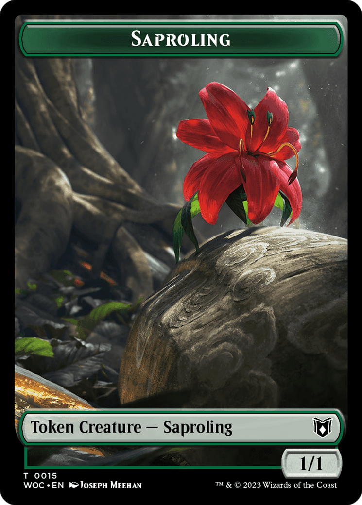 Faerie // Saproling Double-Sided Token [Wilds of Eldraine Commander Tokens] | Odin's Place