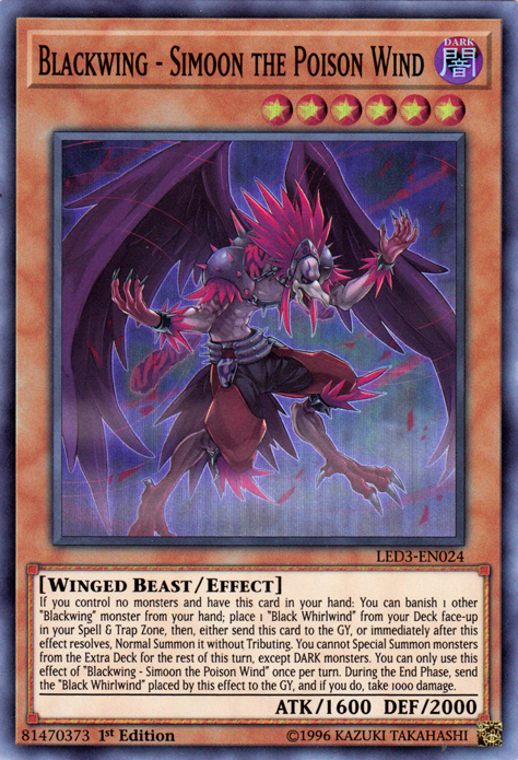 Blackwing - Simoon the Poison Wind [LED3-EN024] Super Rare | Odin's Place