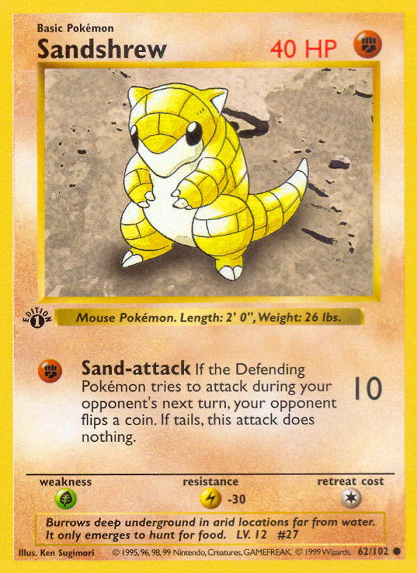 Sandshrew (62/102) (Shadowless) [Base Set 1st Edition] | Odin's Place