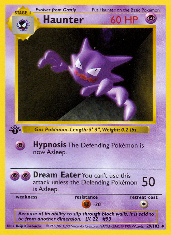 Haunter (29/102) (Shadowless) [Base Set 1st Edition] | Odin's Place