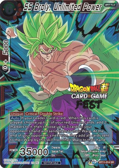 SS Broly, Unlimited Power (Card Game Fest 2022) (BT11-014) [Tournament Promotion Cards] | Odin's Place