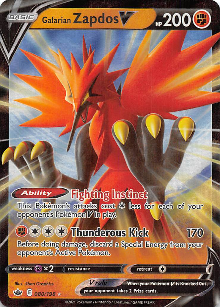 Galarian Zapdos V (080/198) [Sword & Shield: Chilling Reign] | Odin's Place