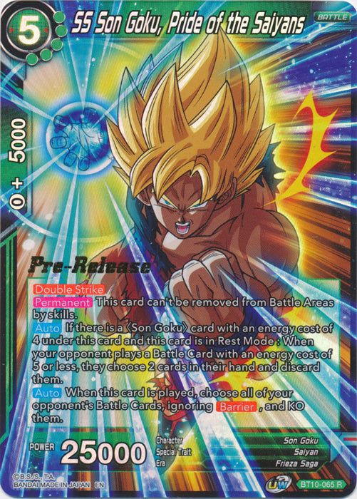 SS Son Goku, Pride of the Saiyans (BT10-065) [Rise of the Unison Warrior Prerelease Promos] | Odin's Place